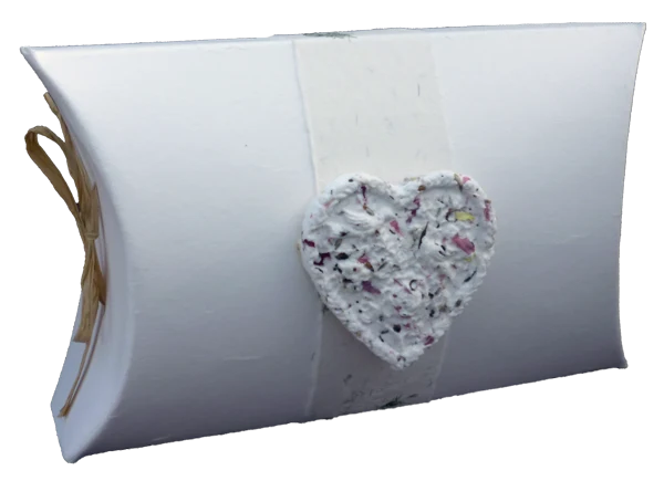 A biodegradable Bio Remembrance urn with a seeded-paper heart